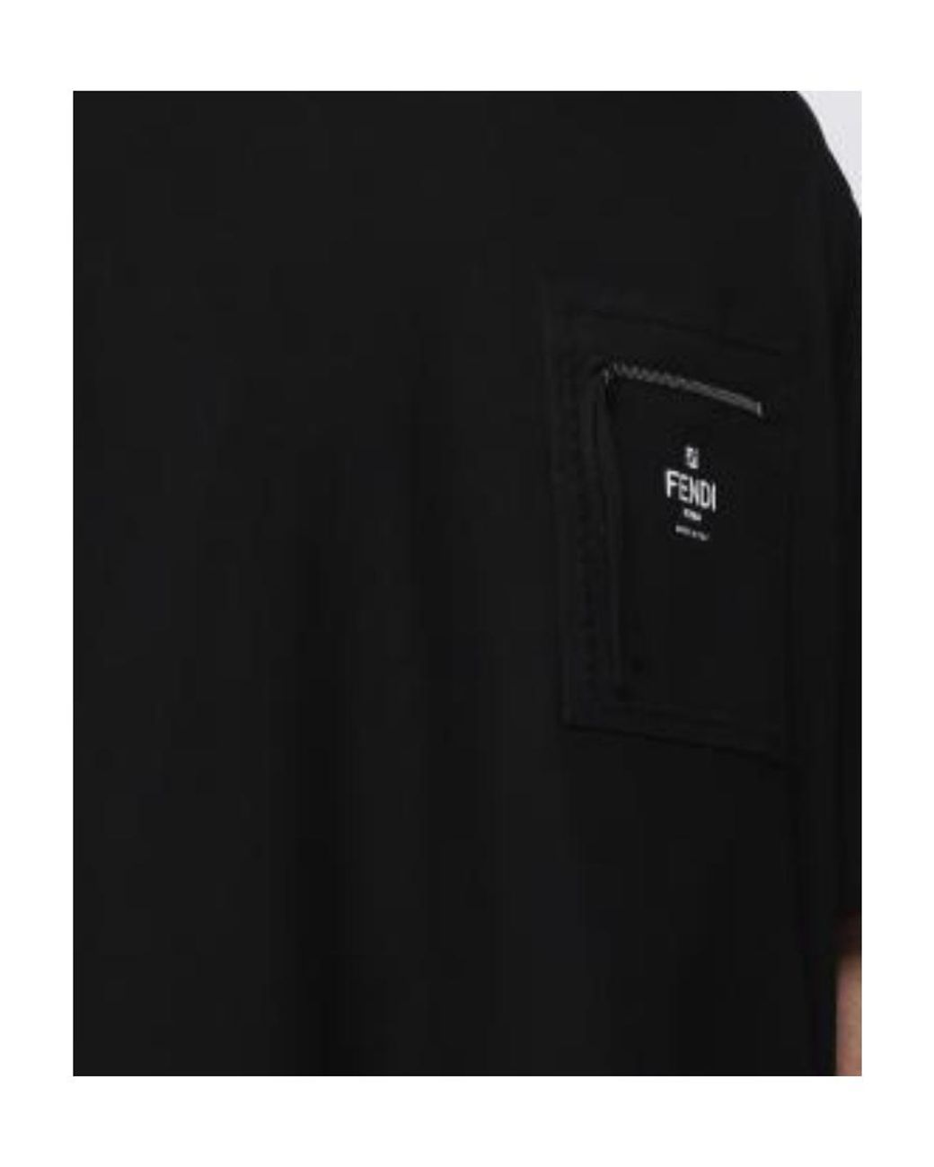 Fendi Black Zip-Pocket Short-Sleeve T-Shirt for men