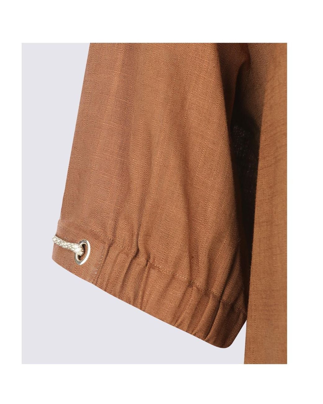 Herno Brown Viscose And Linen Blend Shirt