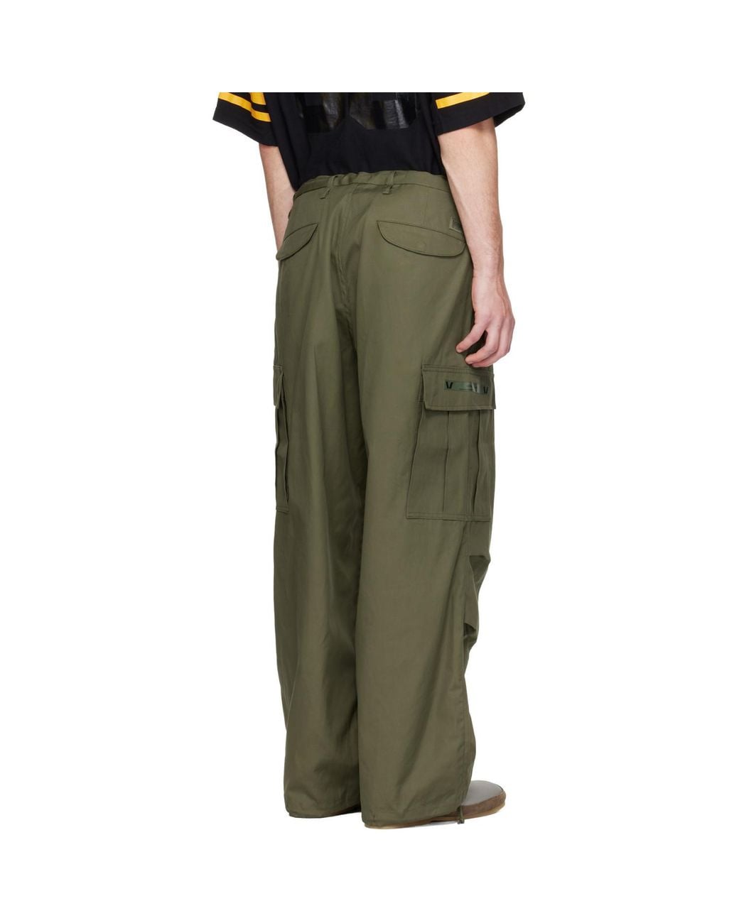 (w)taps Green Drawstring Cargo Pants for men
