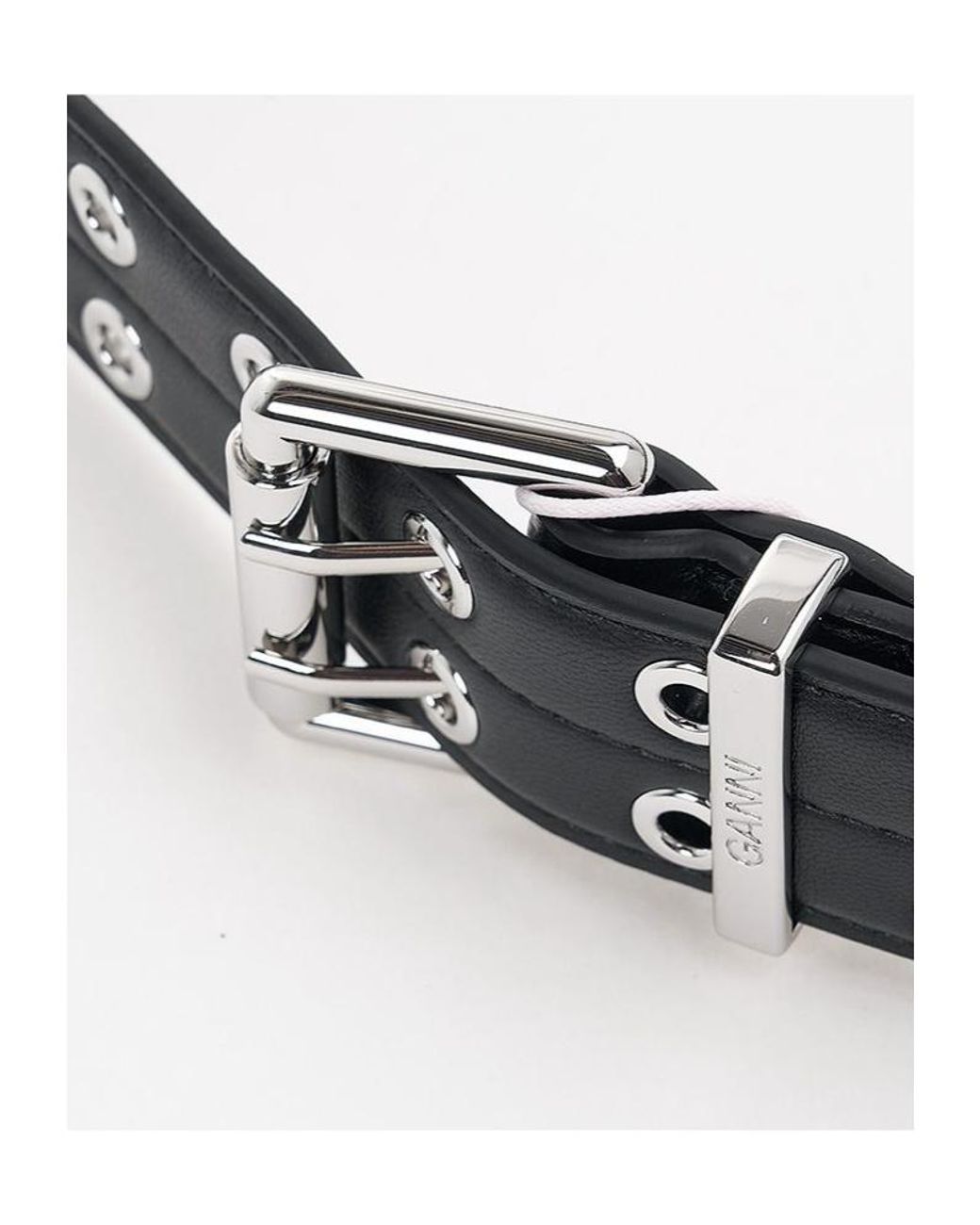 Ganni White Double-Eyelet Belt