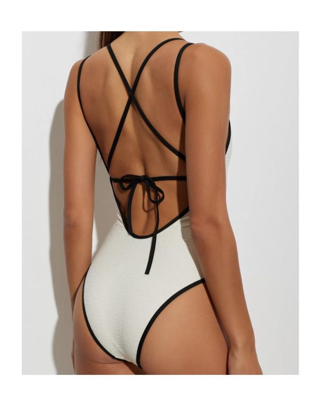 Balmain Gray Cross-Over Back One-Piece Swimsuit