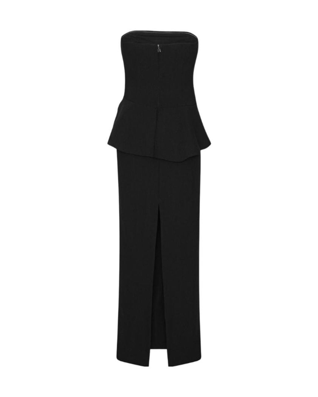 ROTATE BIRGER CHRISTENSEN Black Strapless Rose-Peplum Dress