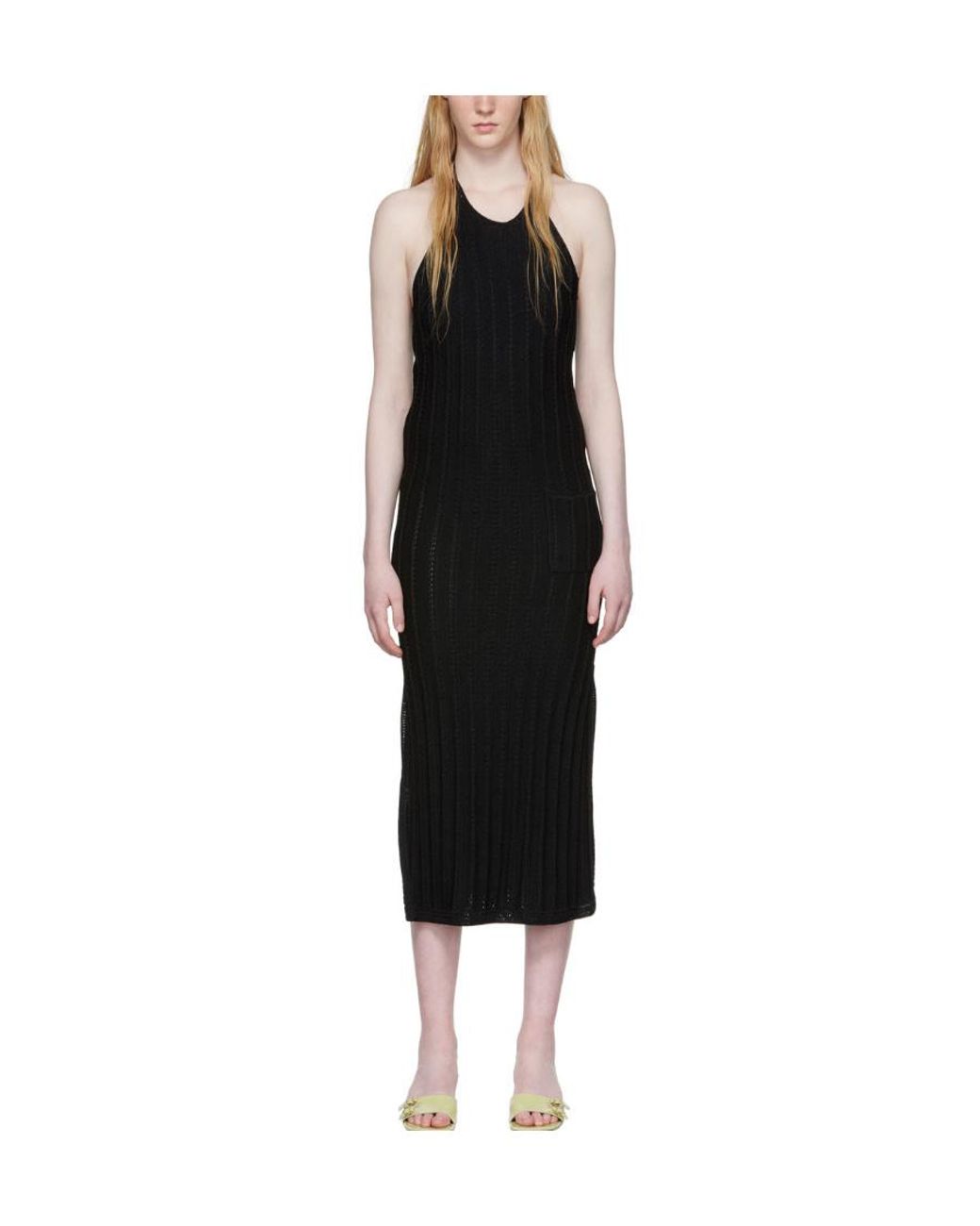 Ganni Black Knit Halter Midi Dress