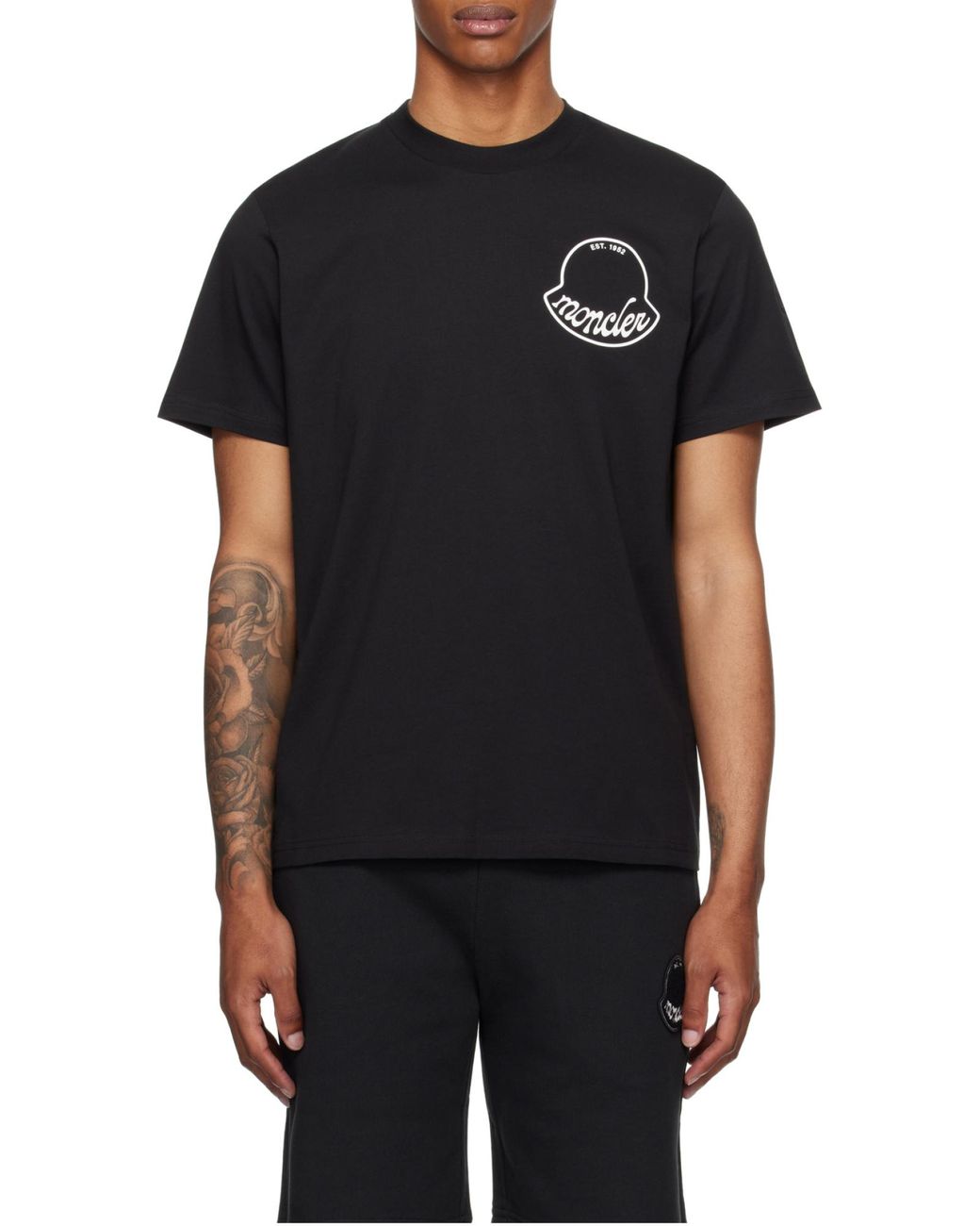 Moncler Black Logo Printed Crewneck T-Shirt for men