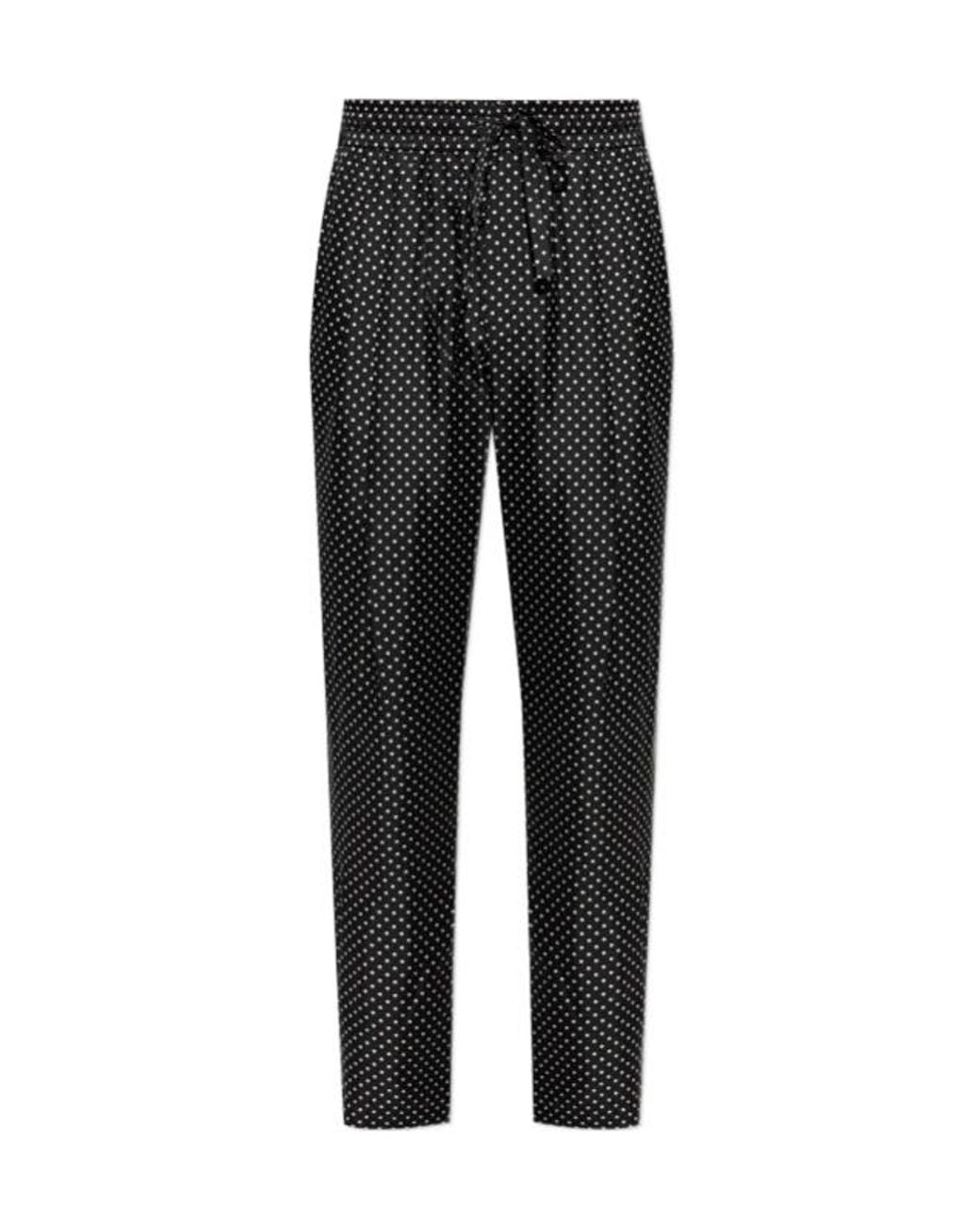 Dolce & Gabbana Black Polka-Dot Relaxed Pants for men