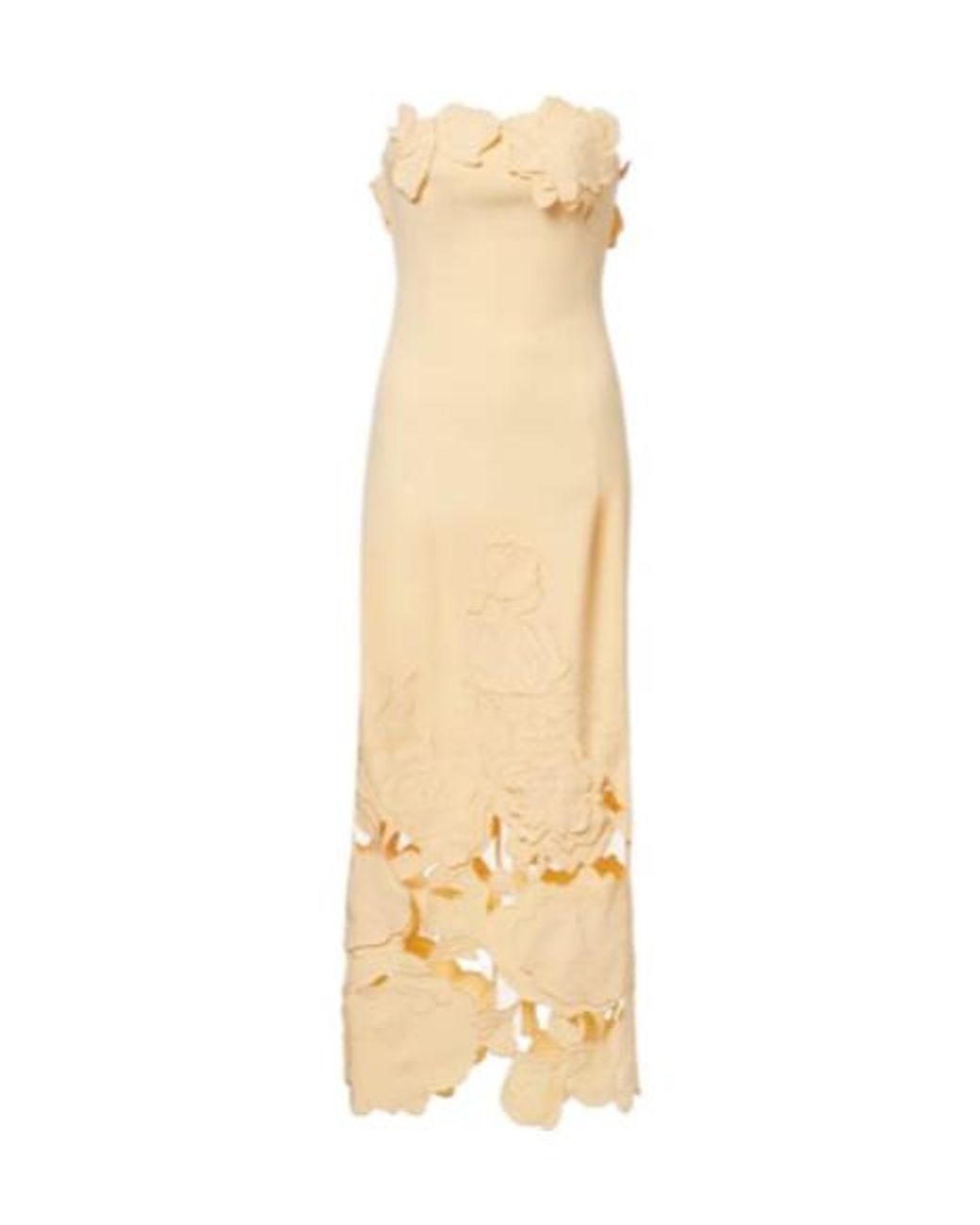 Leo Metallic Rayna Floral-Appliqué Strapless Midi Dress