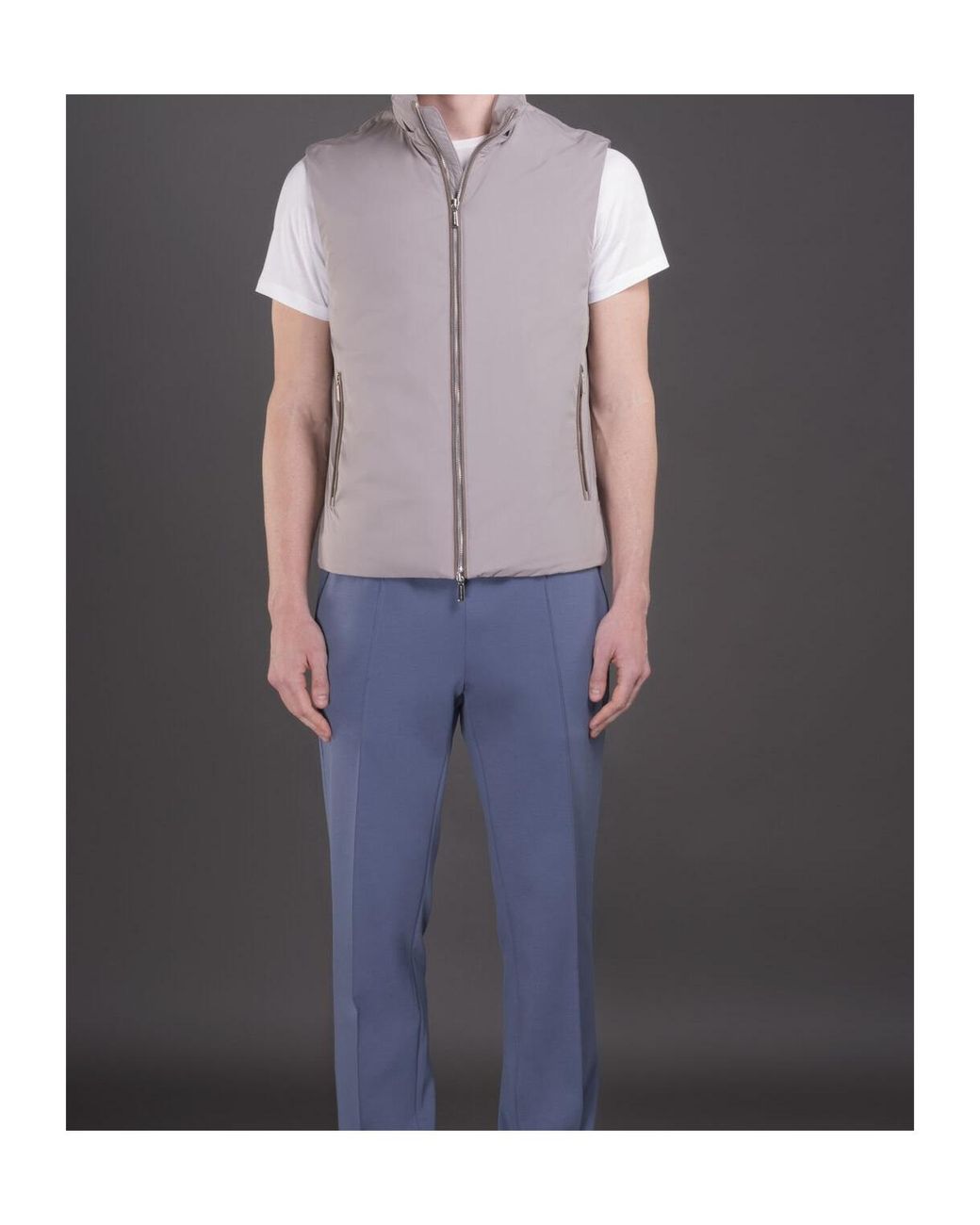 Moorer Gray Hooded Quilted Hybrid Jacket for men