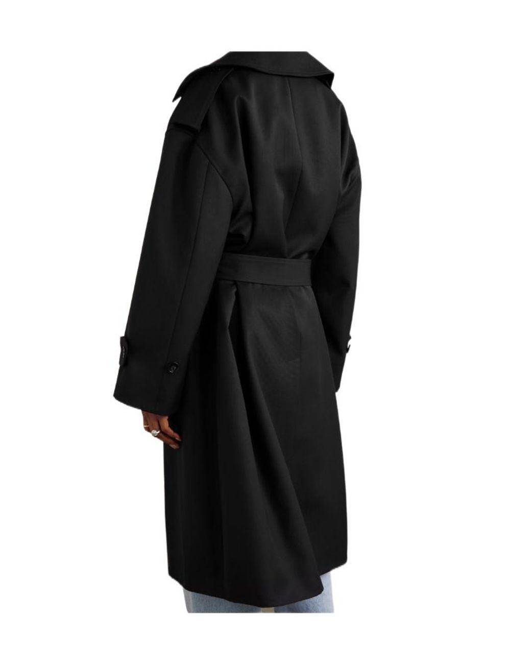 Frankie Shop Black Double-Breasted Trench Coat