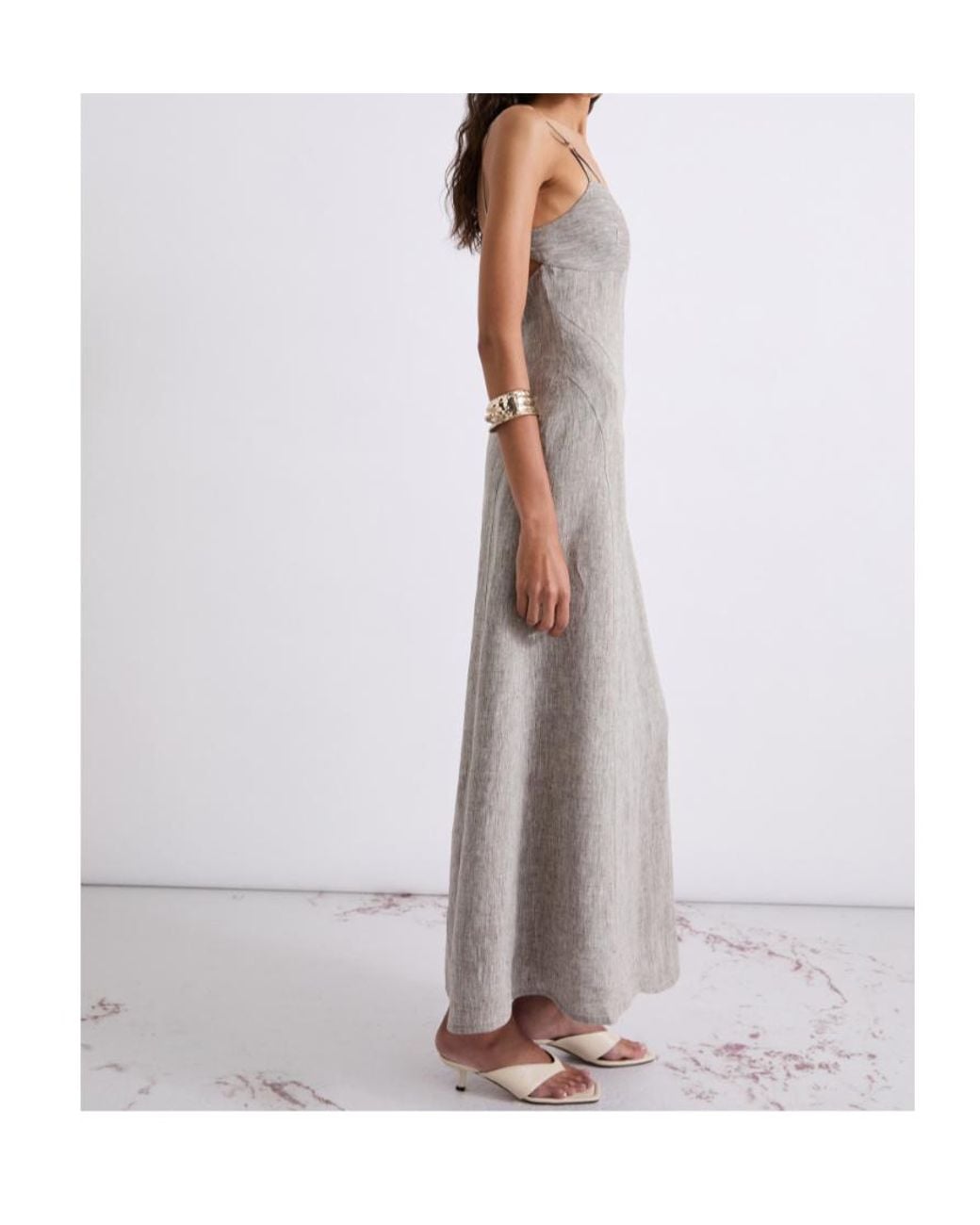 Marella Gray Long Linen Dress
