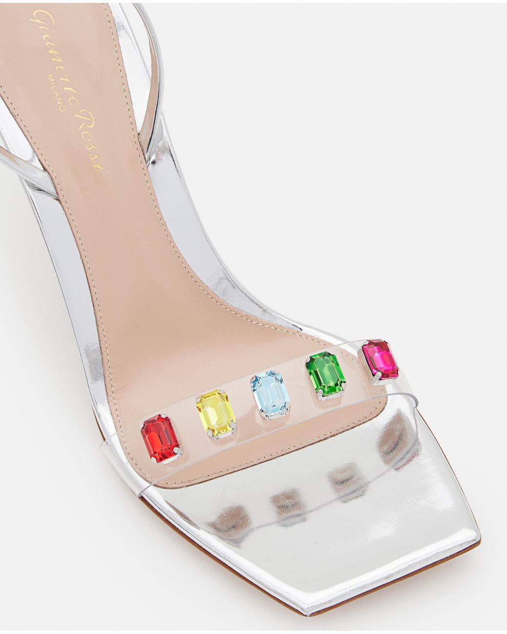 Gianvito Rossi Metallic Ribbon Square Toe Embellished Sandals