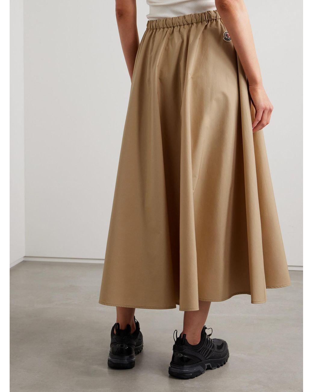 Moncler Natural A-Line Midi Cotton Skirt