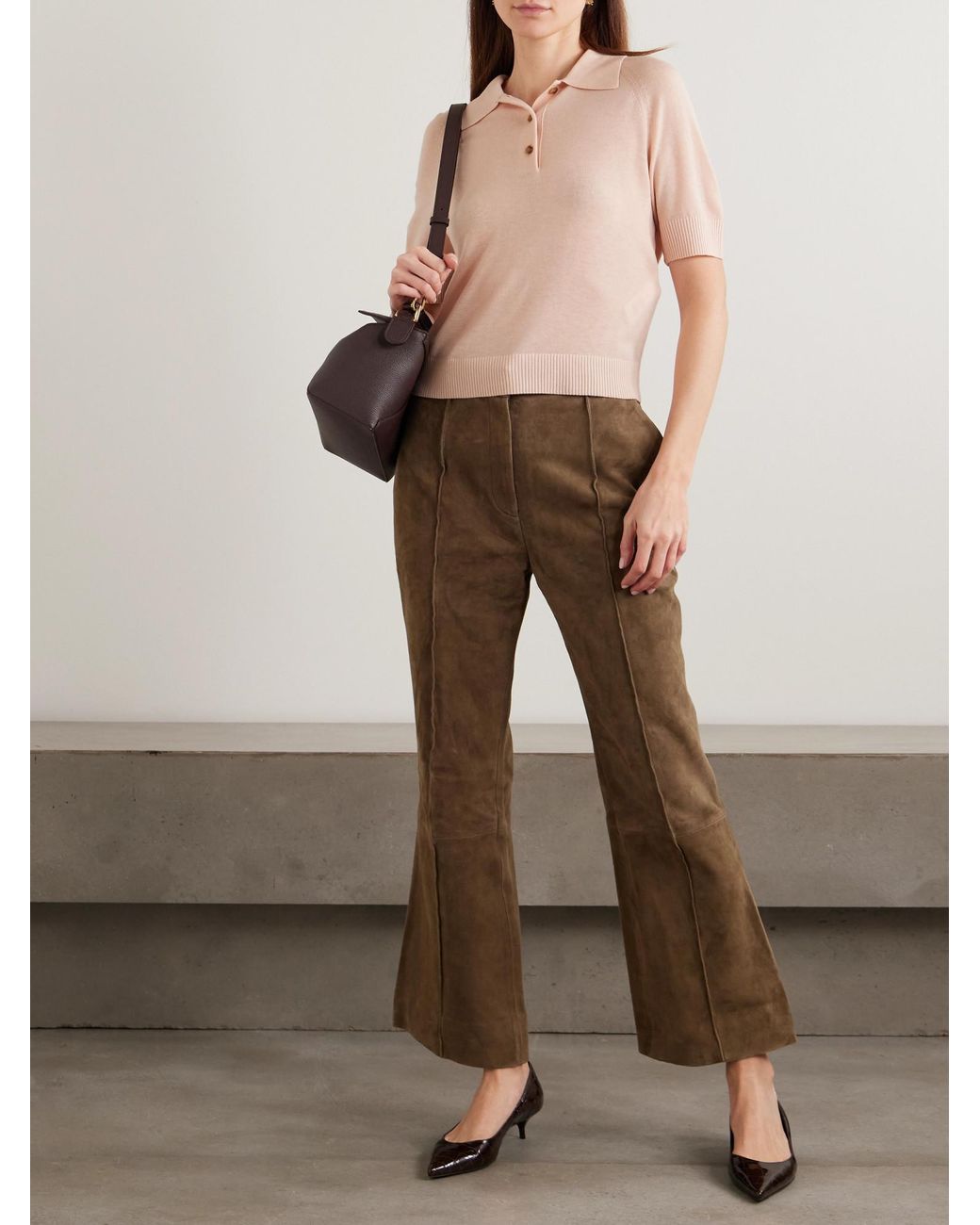 Victoria Beckham Natural Wool Polo Shirt
