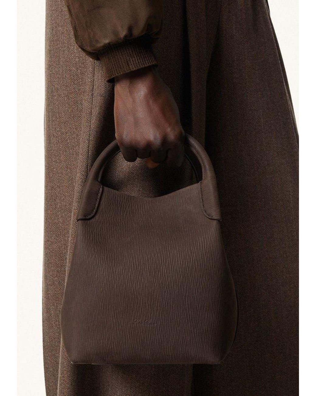Loro Piana Brown Small Bale Leather Tote Bag