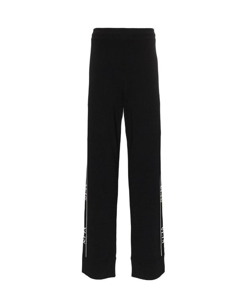 Valentino Black Ticker Logo-Print Track Pants for men