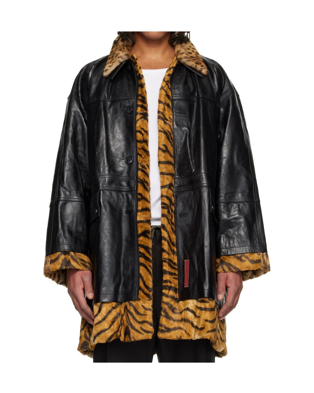 Martine Rose Black Leather Coat