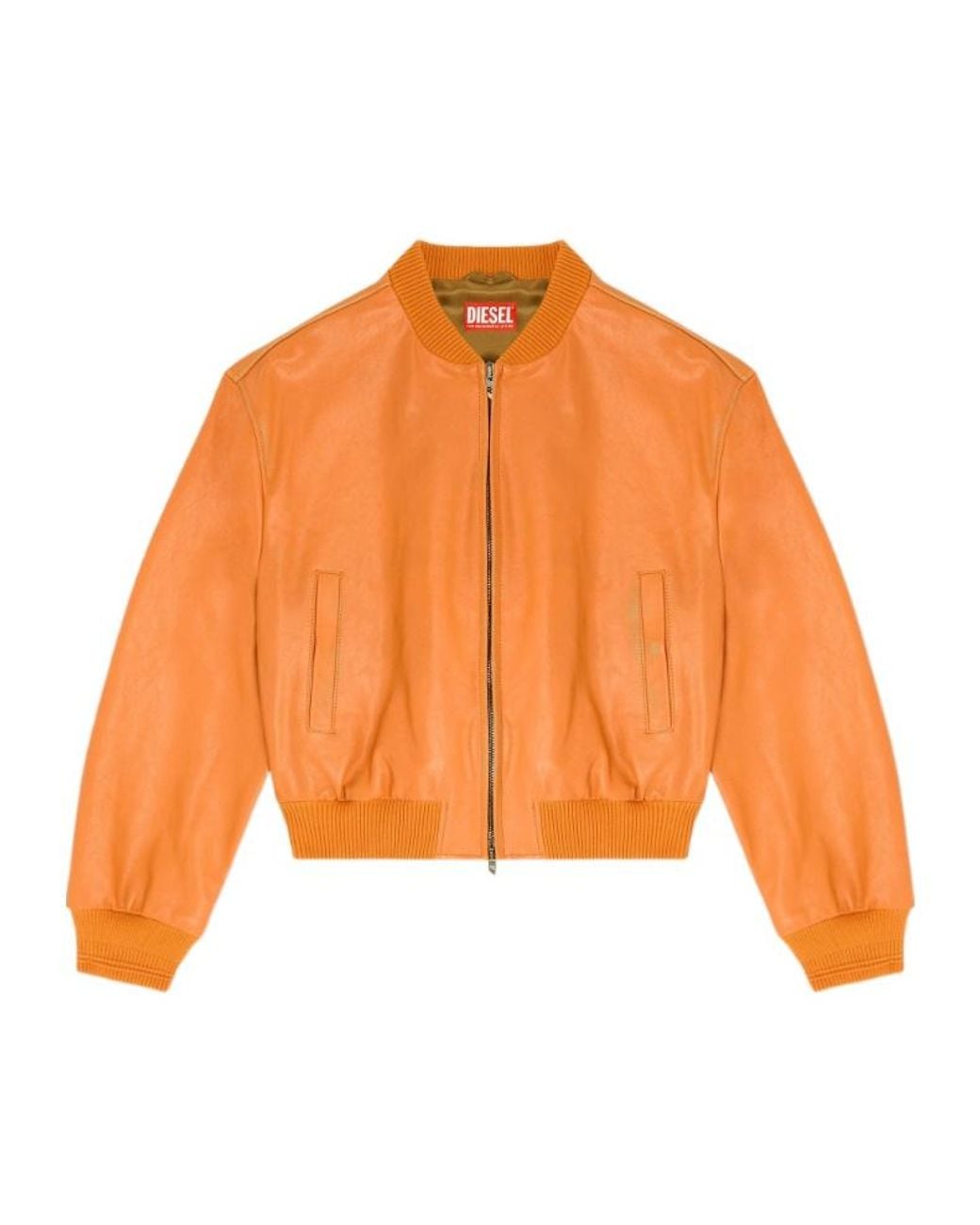 DIESEL Orange Long-Sleeve Leather Jacket for men