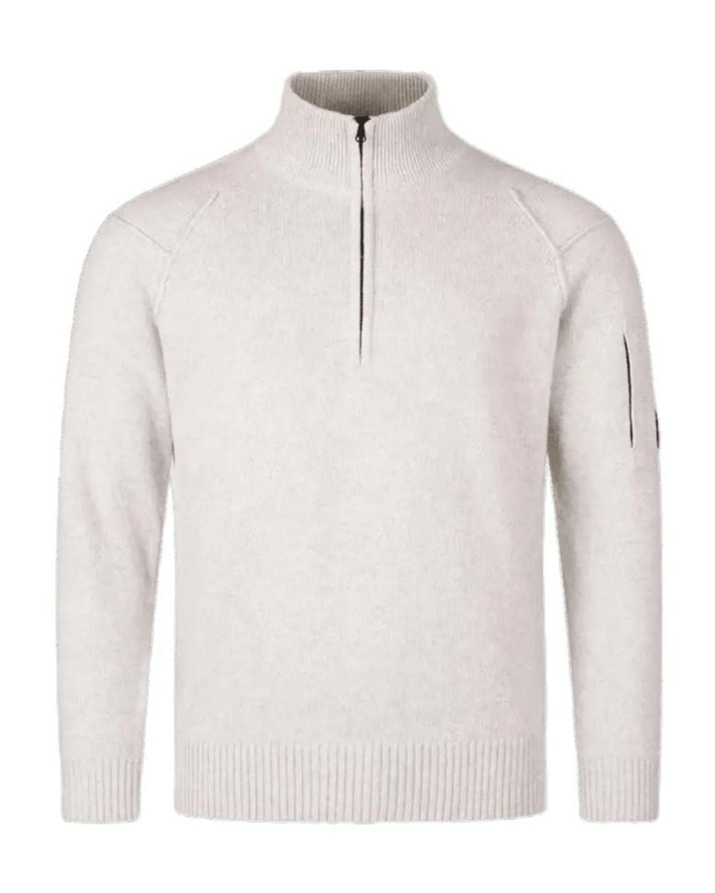 C P Company White Lambswool Half-Zip Sweater for men
