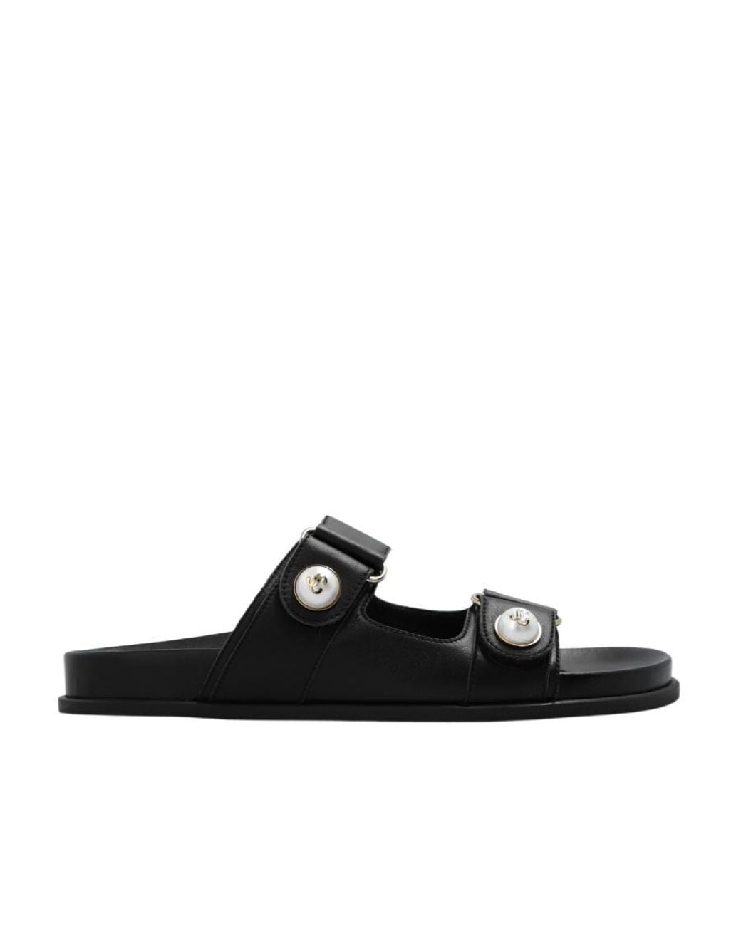 Jimmy Choo Black Fayence Pearl-Embellished Slip-On Sandals