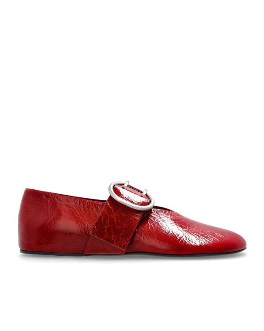 Jil Sander Red Embossed Ballerina Shoes