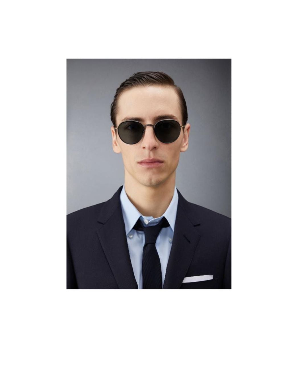 Thom Browne Blue Eyewear Round Frame Sunglasses for men