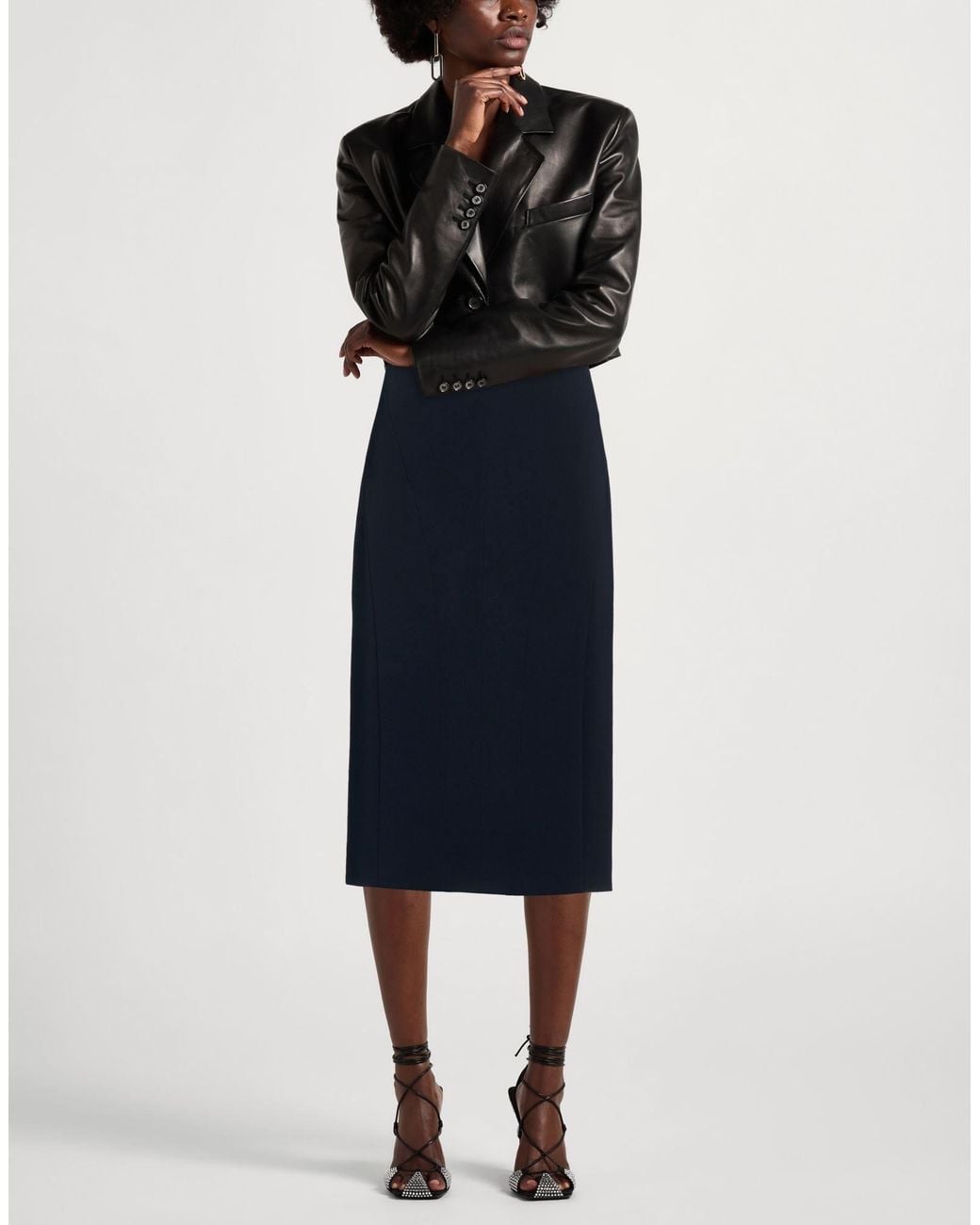 Max Mara Blue Solid-Color Bodycon Skirt