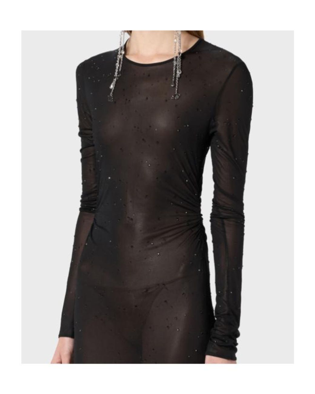 Blumarine Black Crewneck Sheer Maxi Dress