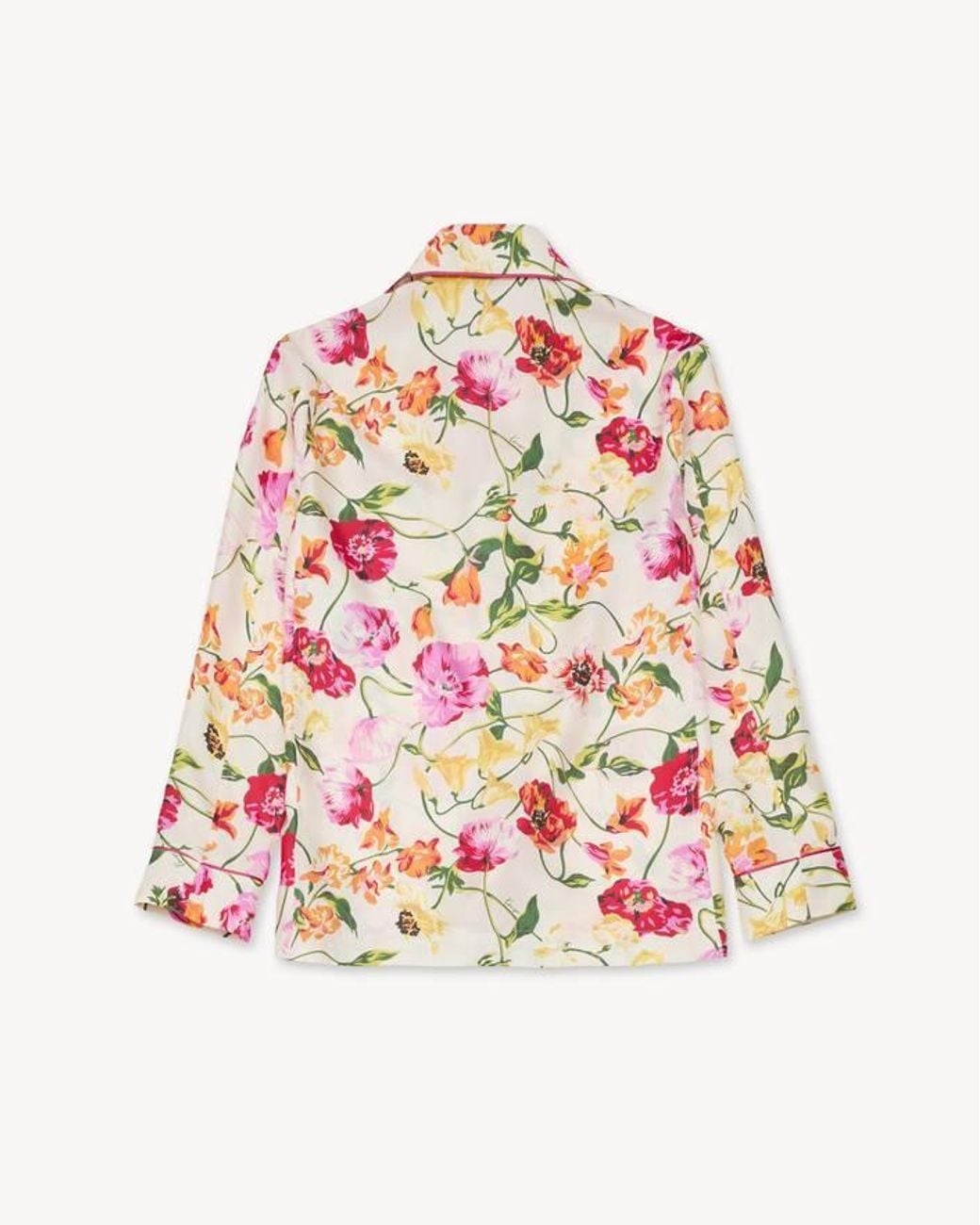 KENZO Red Floral Print Pocket Long-Sleeve Shirt
