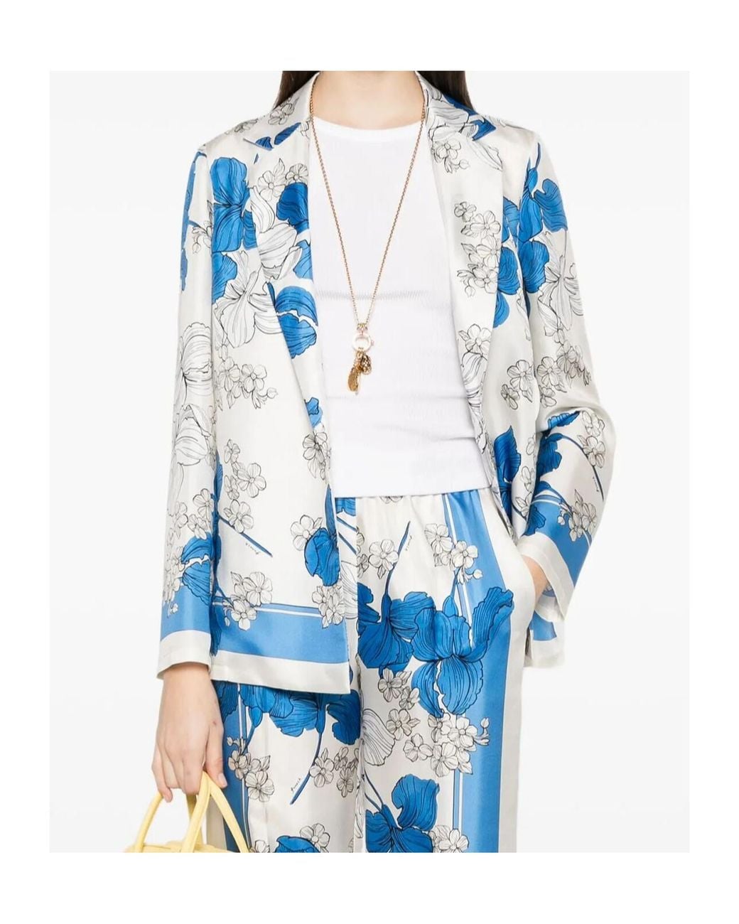 P.A.R.O.S.H. Blue P.A.R.O..H. Floral Print Collared Jacket