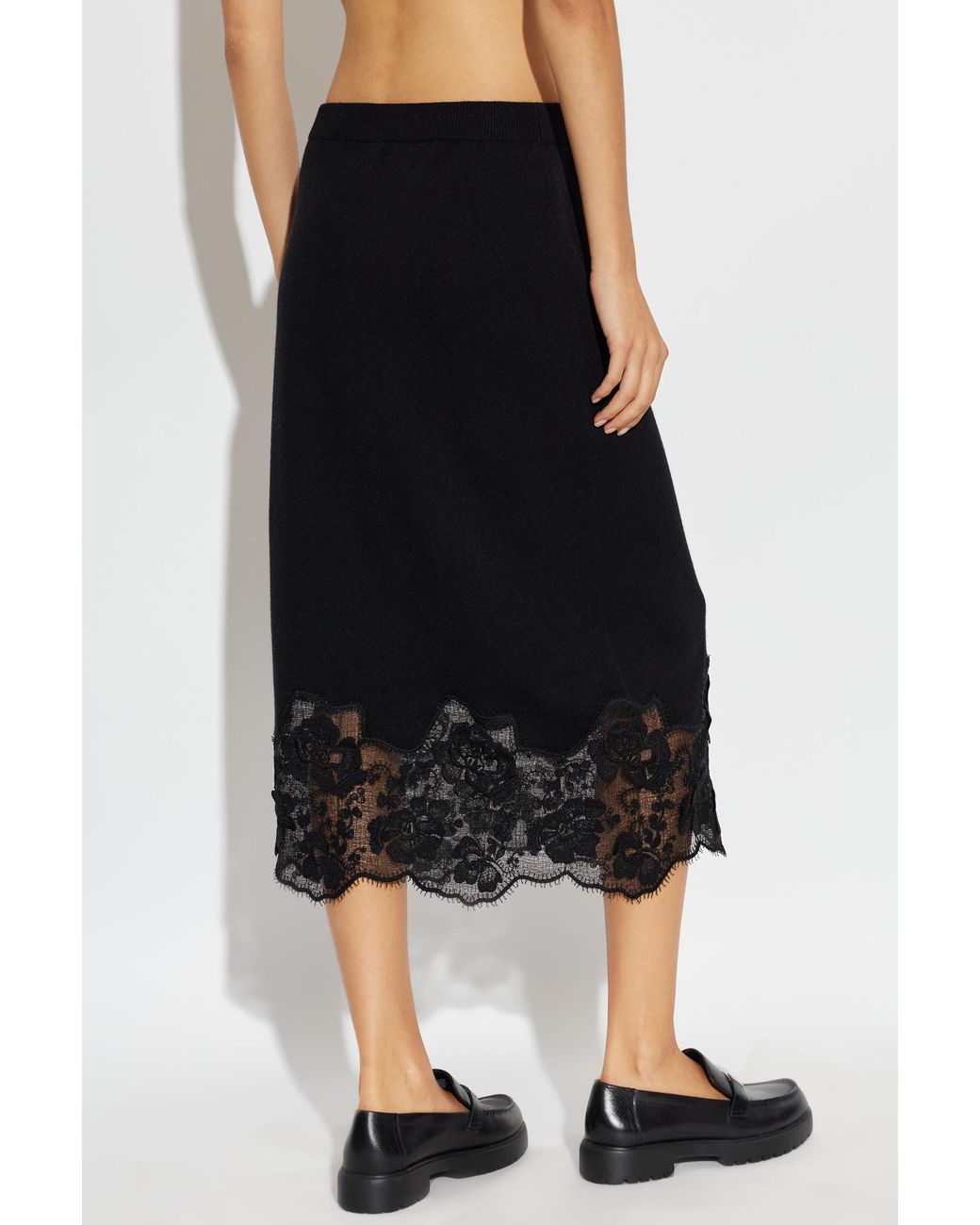 Fabiana Filippi Black Lace-Trim Midi Skirt