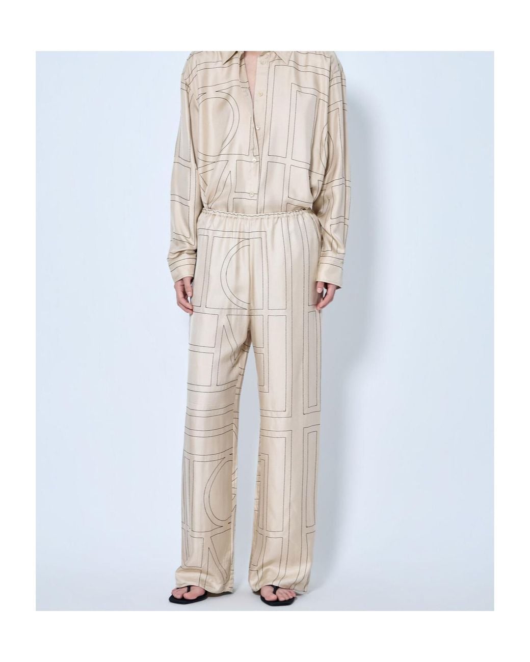 Totême  Natural Totême Monogram Satin Pajama Bottoms