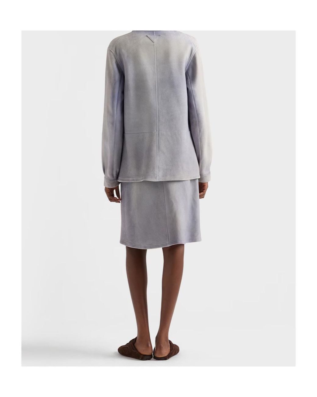 Prada Blue Buttoned Suede Skirt