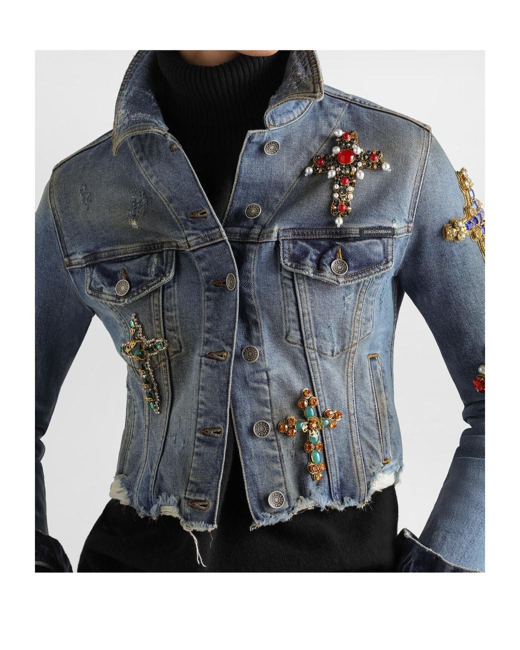 Dolce & Gabbana Blue Embellished Denim Jacket