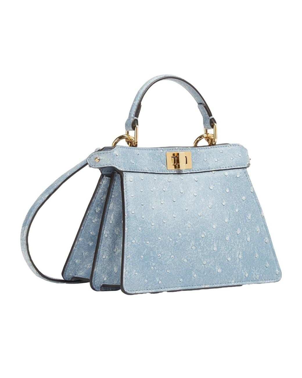 Fendi Blue Denim-Effect Ostrich Leather Bag