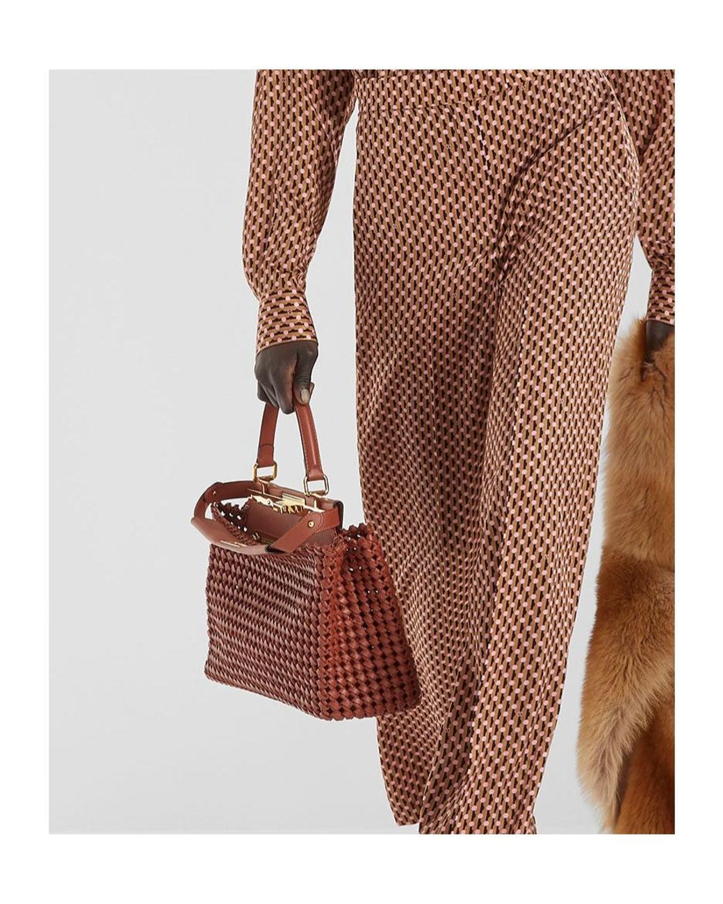 Fendi Red Sienna Interlaced Leather Bag