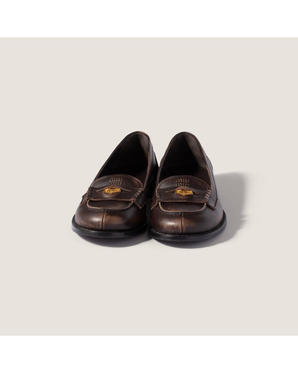 Miu Miu Brown Logo Loafers