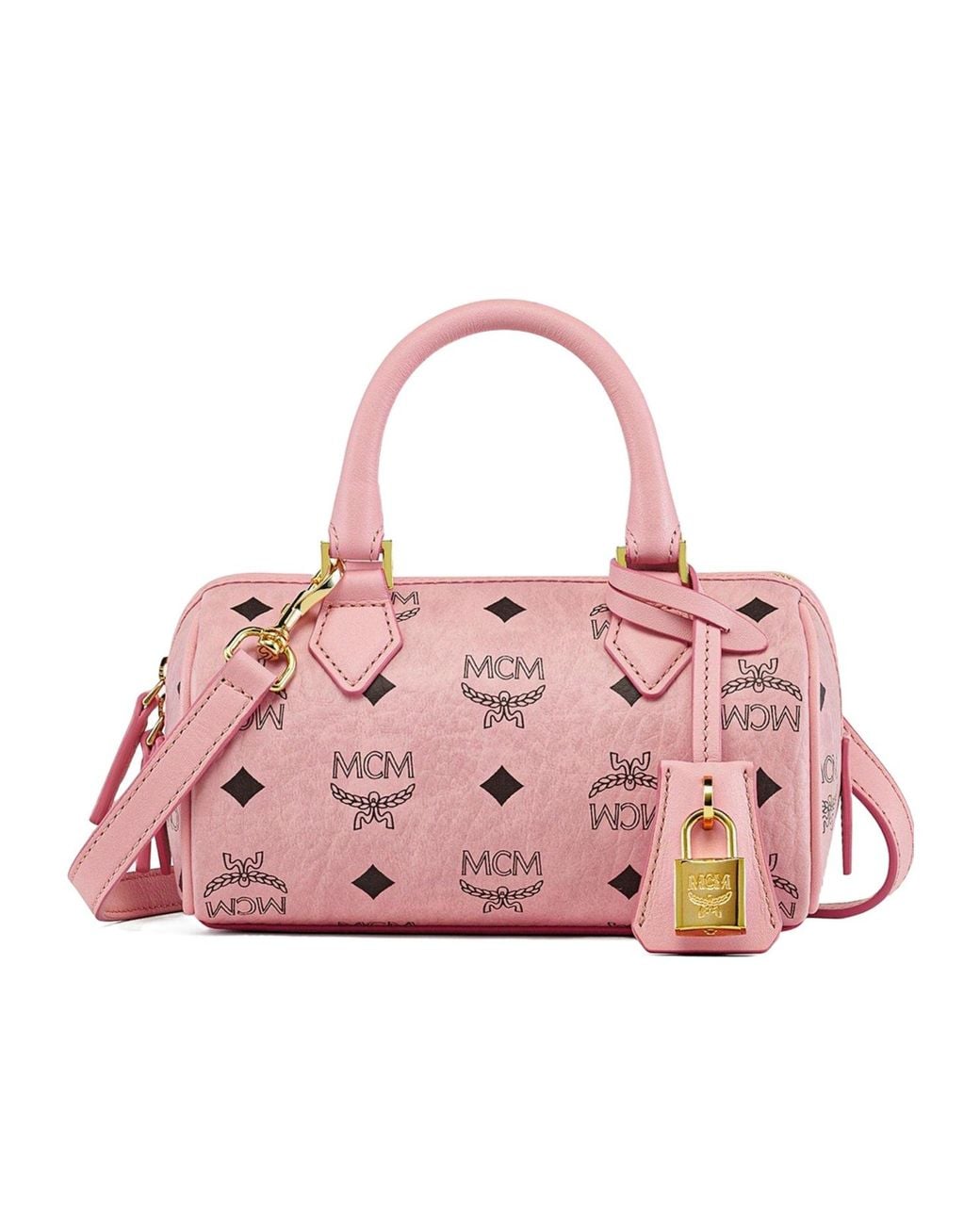 MCM Pink Mini Ella Padlock-Detail Tote Bag