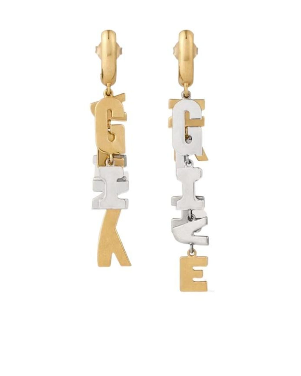 Givenchy Metallic Letters Asymmetric Earrings