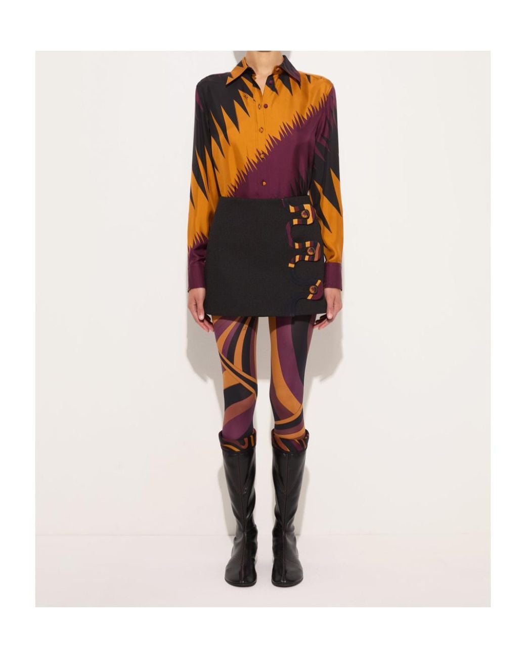 Emilio Pucci Multicolor Pucci Drago Print Satin Shirt