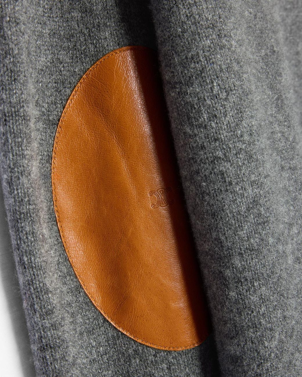 Céline Gray Classic Elbow-Patch Crewneck