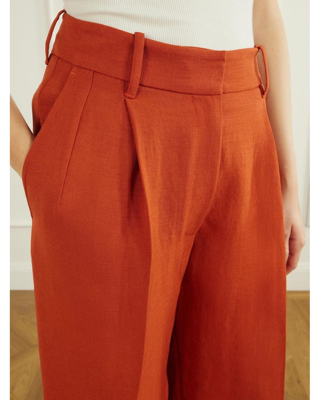 Galvan Red High-Waisted Straight-Leg Pants