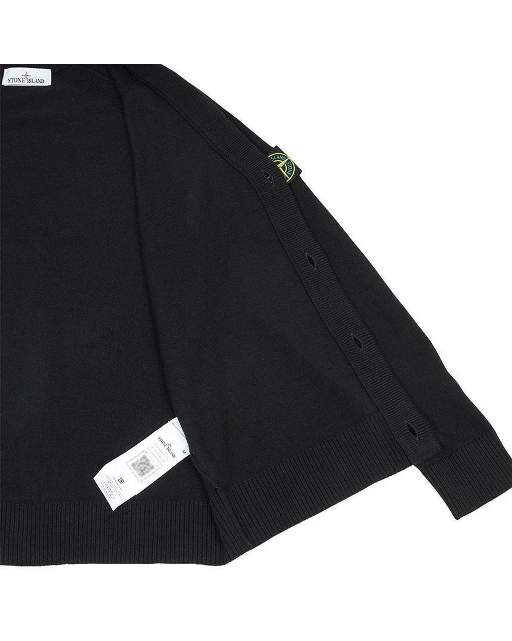 Stone Island Black V-Neck Button-Up Cardigan for men