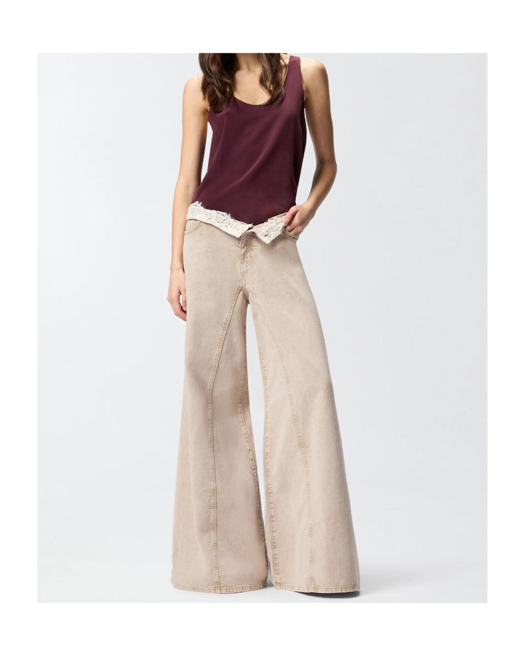 Pinko Natural Winona Wide Leg Jeans