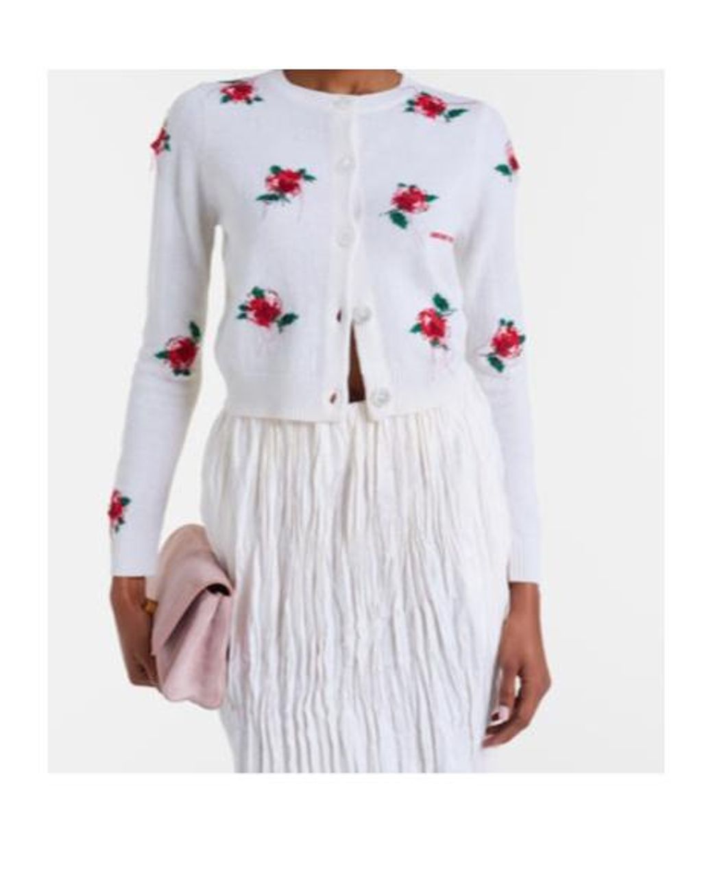 ShuShu/Tong White Long-Sleeved Knitted Cardigan