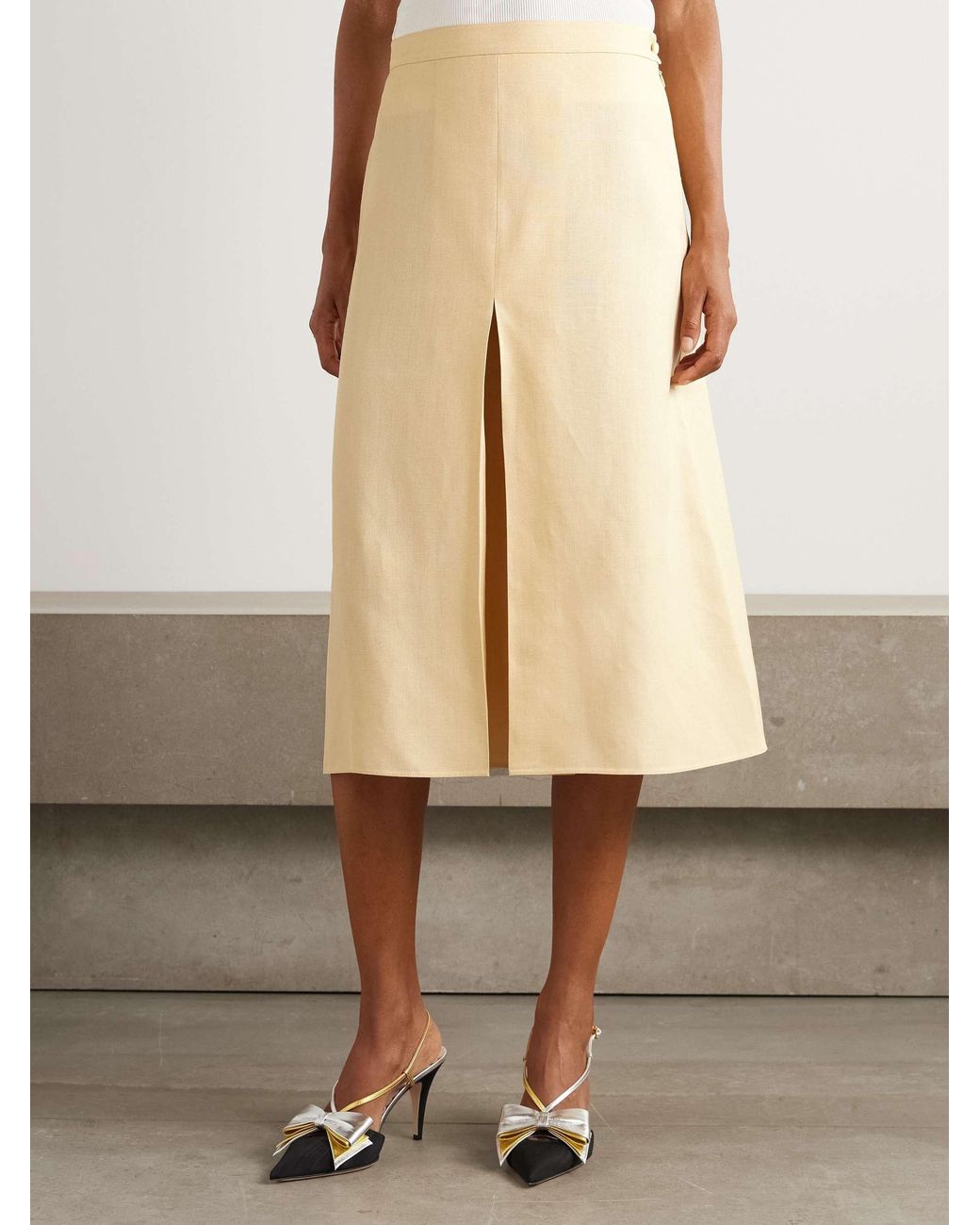Valentino Natural Wide-Leg Skirt