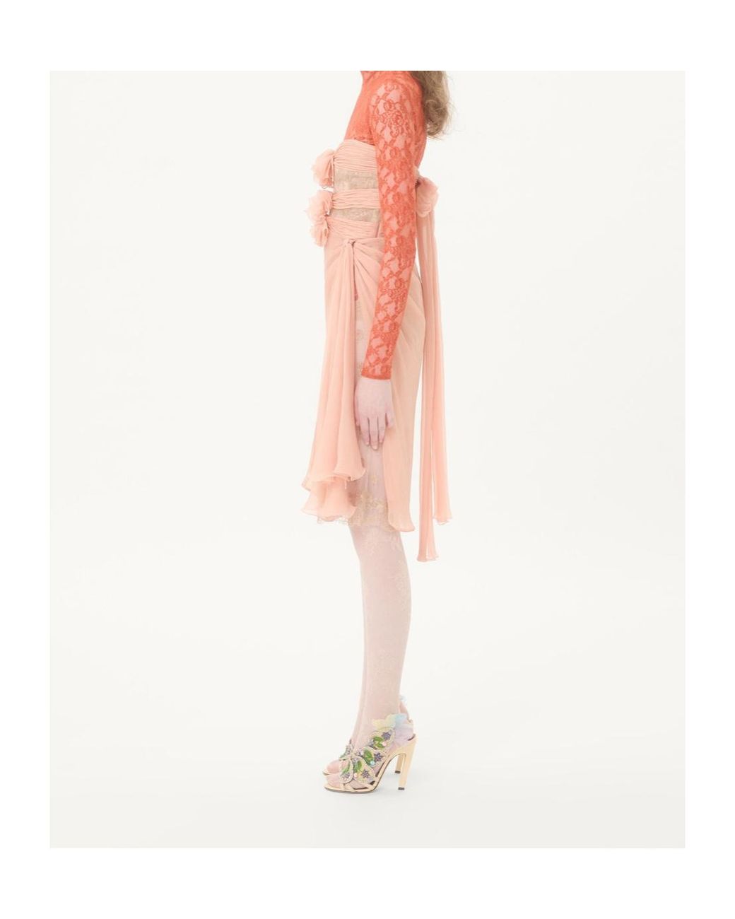 Valentino Pink Lace-Embellishment Midi Dress