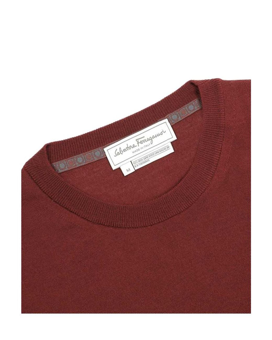 Ferragamo Red Crew Neck Knitted Sweater for men