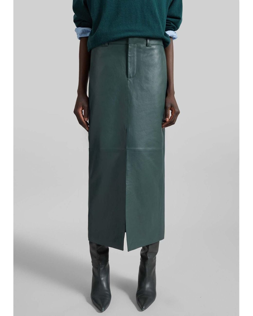 Frankie Shop Gray Maybelle Front-Slit Pencil Skirt
