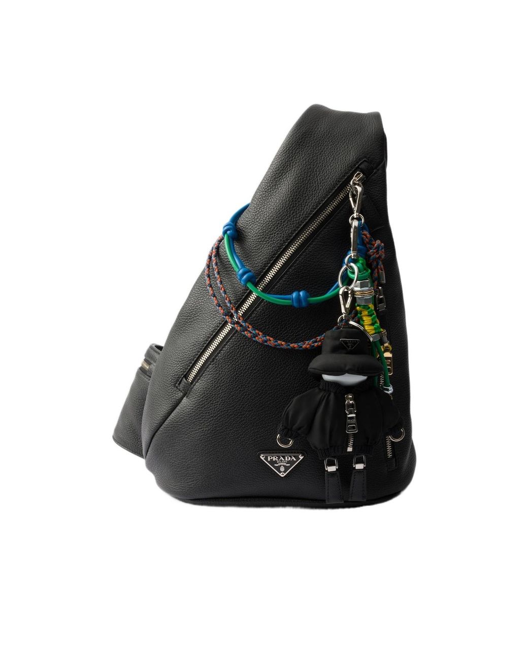 Prada White Triangle-Logo Robot Bag Charm for men