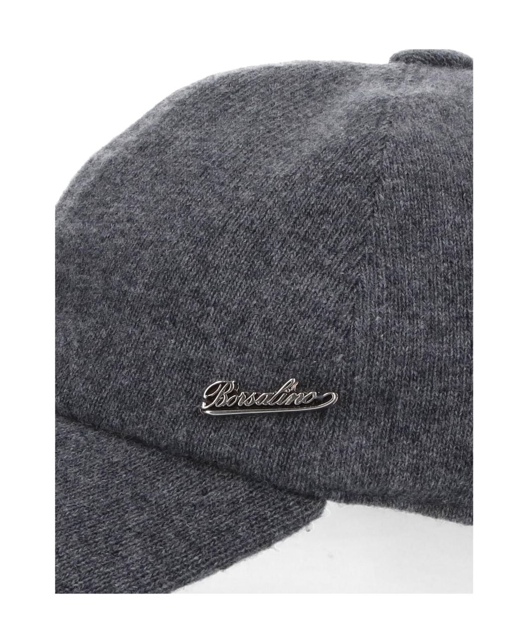 Borsalino Gray Logo-Lettering Curved Peak Baseball Cap for men