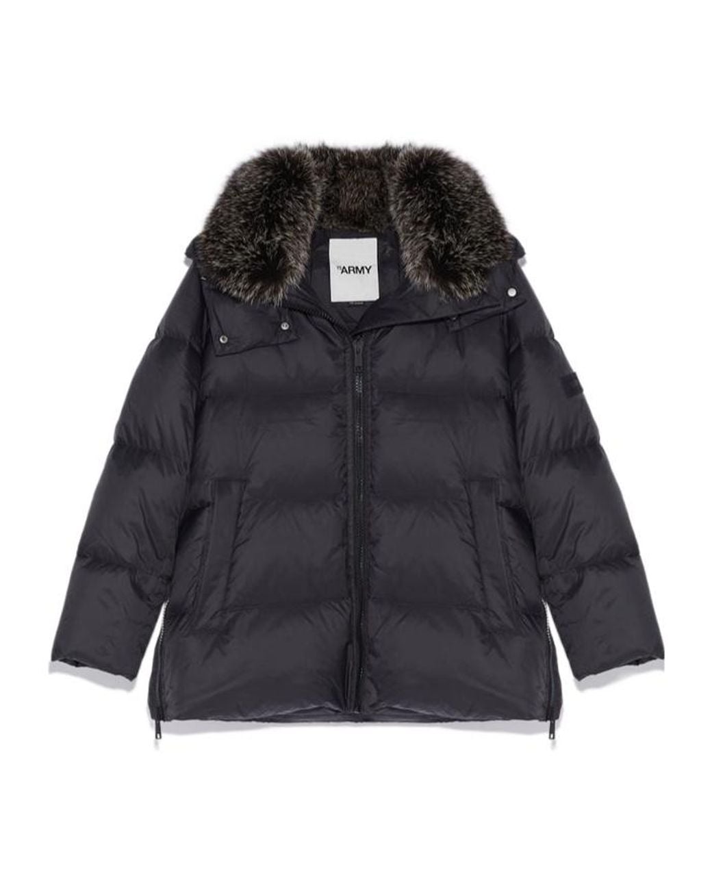 Yves Salomon Black 'A' Shaped Down Jacket